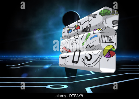 Composite image of media device brainstorm on abstract screen Stock Photo