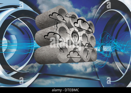 Composite image of cloud computing cycle on abstract screen Stock Photo