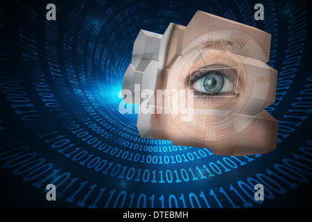 Composite image of eye interface on abstract screen Stock Photo