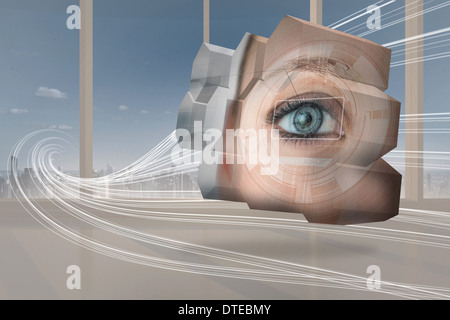 Composite image of eye interface on abstract screen Stock Photo