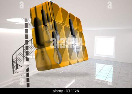 Composite image of light bulbs on abstract screen Stock Photo
