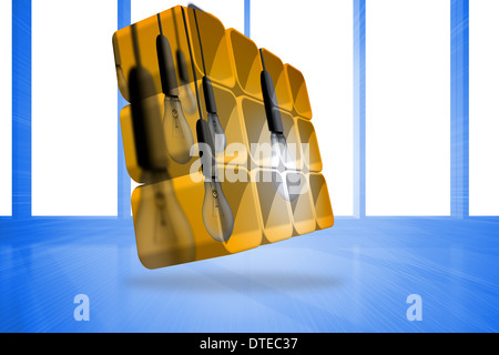 Composite image of light bulbs on abstract screen Stock Photo