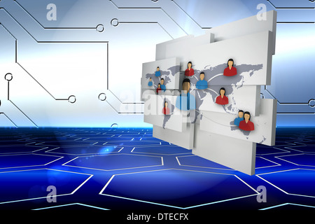 Composite image of international community on abstract screen Stock Photo
