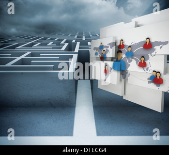 Composite image of international community on abstract screen Stock Photo