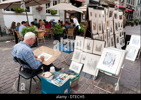 Artist at work in Old Montreal, province of Quebec, Canada. Stock Photo