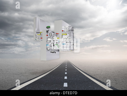 Composite image of media brainstorm on abstract screen Stock Photo
