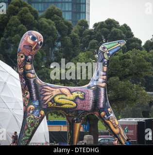 Public Art  by Angel Deborah Halpern Ceramic, steel and concrete sculpture, 1988 National Gallery of Victoria on Yarra River Stock Photo