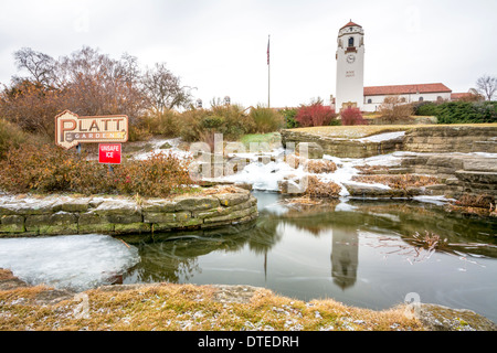 Boise Train depot in winter with ice Stock Photo