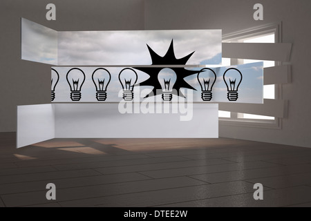 Composite image of light bulbs on abstract screen Stock Photo