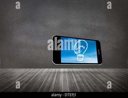 Composite image of cloud light bulb on smartphone screen Stock Photo