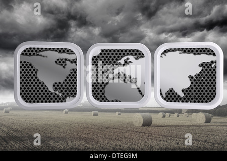 Composite image of world map on abstract screen Stock Photo