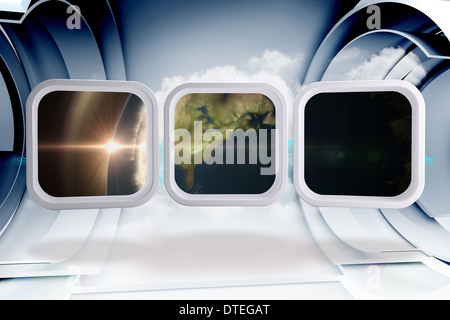 Composite image of earth on abstract screen Stock Photo