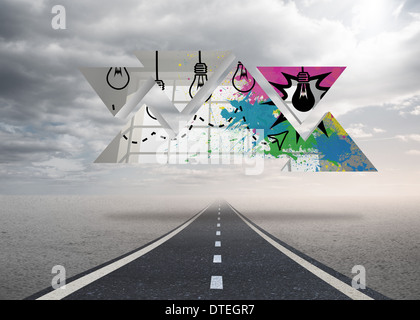 Composite image of light bulbs on abstract screen Stock Photo