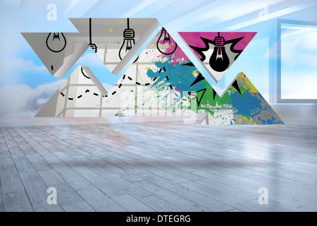 Composite image of light bulbs on abstract screen Stock Photo