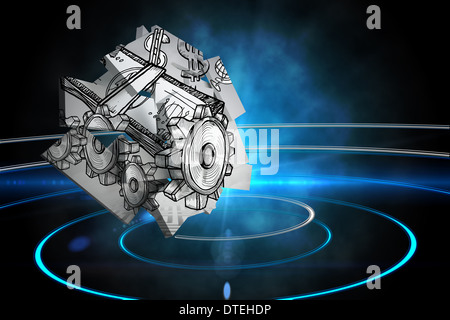 Composite image of dollar machine on abstract screen Stock Photo