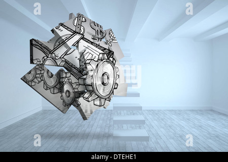 Composite image of dollar machine on abstract screen Stock Photo