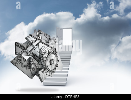 Composite image of dollar machine on abstract screen Stock Photo