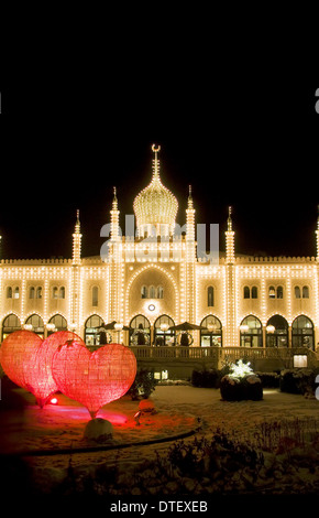 Tivoli amusement park at night, Copenhagen Stock Photo