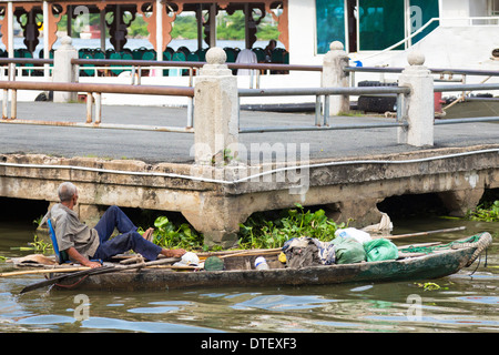Boat on Saigon river, Ho Chi Minh City, Vietnam Stock Photo