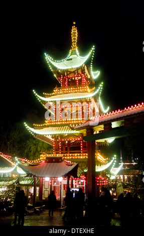 Tivoli amusement park at night, Copenhagen Stock Photo