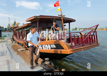 Boat on Saigon river, Ho Chi Minh City, Vietnam Stock Photo