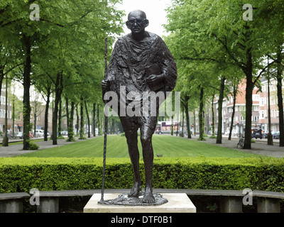 Amsterdam, The Netherlands, bronze statue of Mahatma Gandhi to the Churchill - Laan Stock Photo