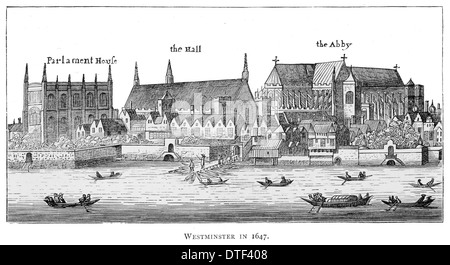 Westminster in 1647 Parliament Hall and Abbey Stock Photo
