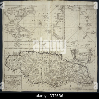 A Map of the Island of Jamaica Stock Photo