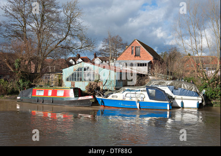 Boats on  The River Medway in Tonbridge, Kent, UK Stock Photo