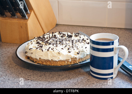 Home Made Banoffee Pie (Focus Point On The Pie) Stock Photo