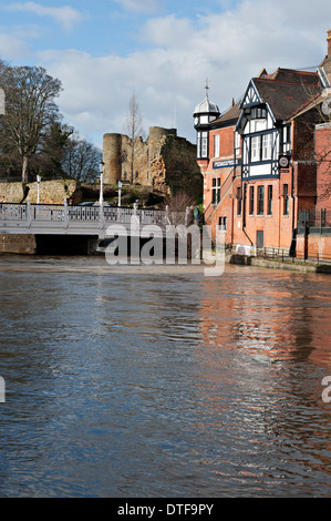 High water on  The River Medway in Tonbridge, Kent, UK Stock Photo