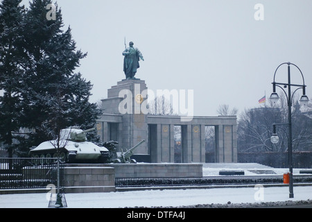 Berlin, Germany - 27 January 2014: Snow at the Soviet War Memorial in Tiergarten park, Berlin. Stock Photo