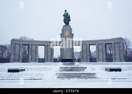 Berlin, Germany - 27 January 2014: Snow at the Soviet War Memorial in Tiergarten park, Berlin. Stock Photo