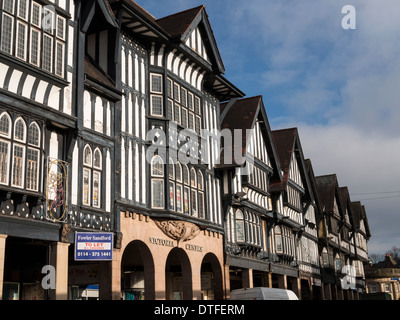 town centre street,old building,black and white wood, Chesterfield,Derbyshire,UK Stock Photo