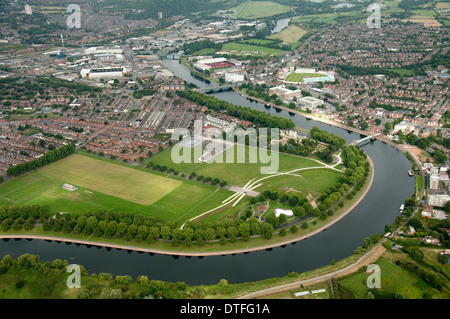 Aerial shot of the River Trent and Victoria Embankment in Nottingham City, Nottinghamshire UK Stock Photo