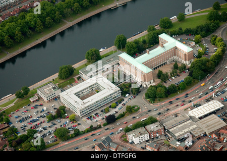 Aerial shot of County Hall, by the Embankment on the River Trent in Nottinghamshire UK Stock Photo