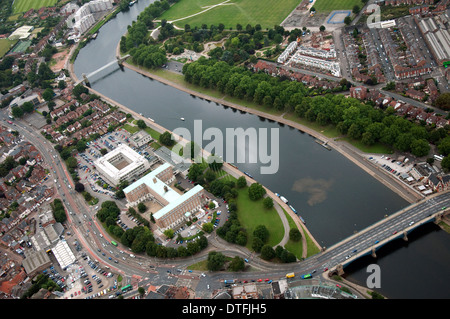 Aerial shot of the River Trent and County Hall, Nottingham Nottinghamshire UK Stock Photo