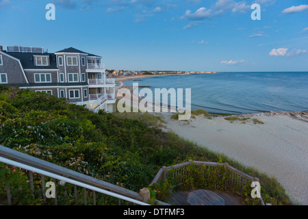 Casino Wharf at dusk on Falmouth Heights beach, Cape Cod Stock Photo