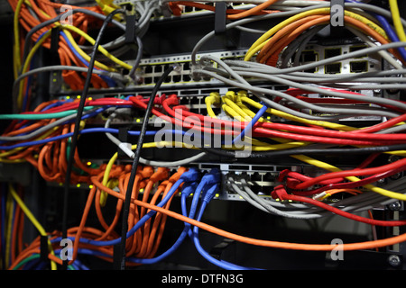 Ascot, United Kingdom, colorful cable in a Uebertragungswagen Stock Photo