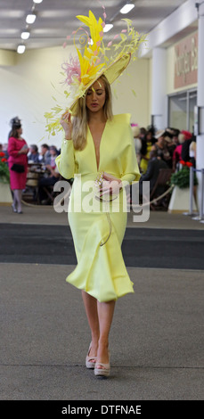 Ascot, United Kingdom, elegantly dressed woman with hat at the races Stock Photo