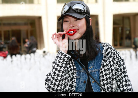 Chen Yu arriving at the Herve Leger runway show in New York City - Feb 8, 2014 - Photo: Runway Manhattan/Charles Eshelman/picture alliance Stock Photo