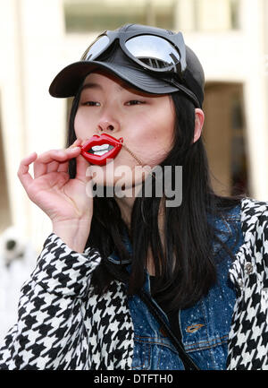 Chen Yu arriving at the Herve Leger runway show in New York City - Feb 8, 2014 - Photo: Runway Manhattan/Charles Eshelman/picture alliance Stock Photo