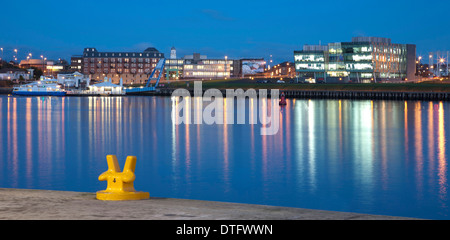 Harton Staithes and South Shields ferry terminal at night Stock Photo