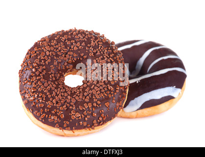 Two doughnut closeup isolated on white Stock Photo