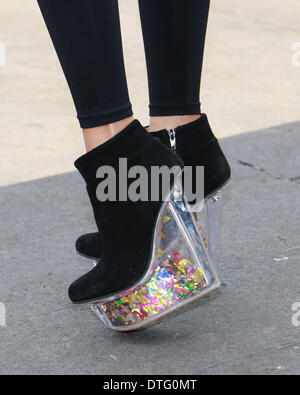 Model Precious Muir arriving at the Katya Zol runway show in New York City - Feb 9, 2014 - Photo: Runway Manhattan/Charles Eshelman/picture alliance Stock Photo