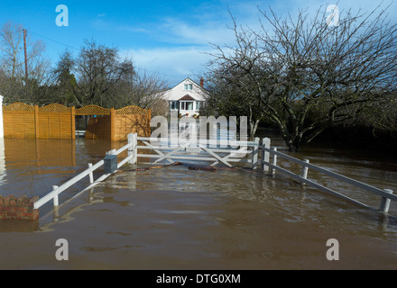 Flooded house in the village of Burrowbridge on the Somerset Levels February 2014 England Stock Photo