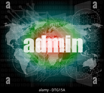 admin words on digital touch screen interface Stock Photo