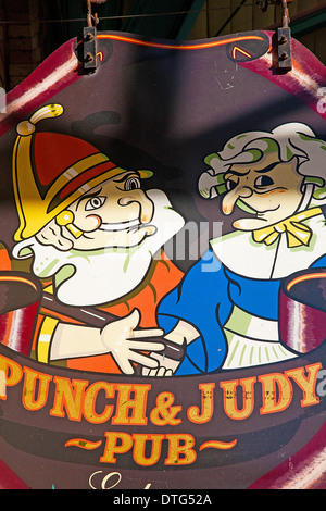 Punch and Judy Pub Sign in Covent Garden Market,London,UK Stock Photo