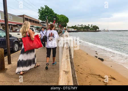 The world famous town of Lahaina on the Hawaiian island of Maui. Stock Photo