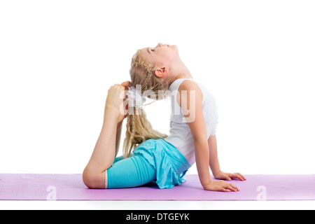 kid girl doing gymnastics Stock Photo